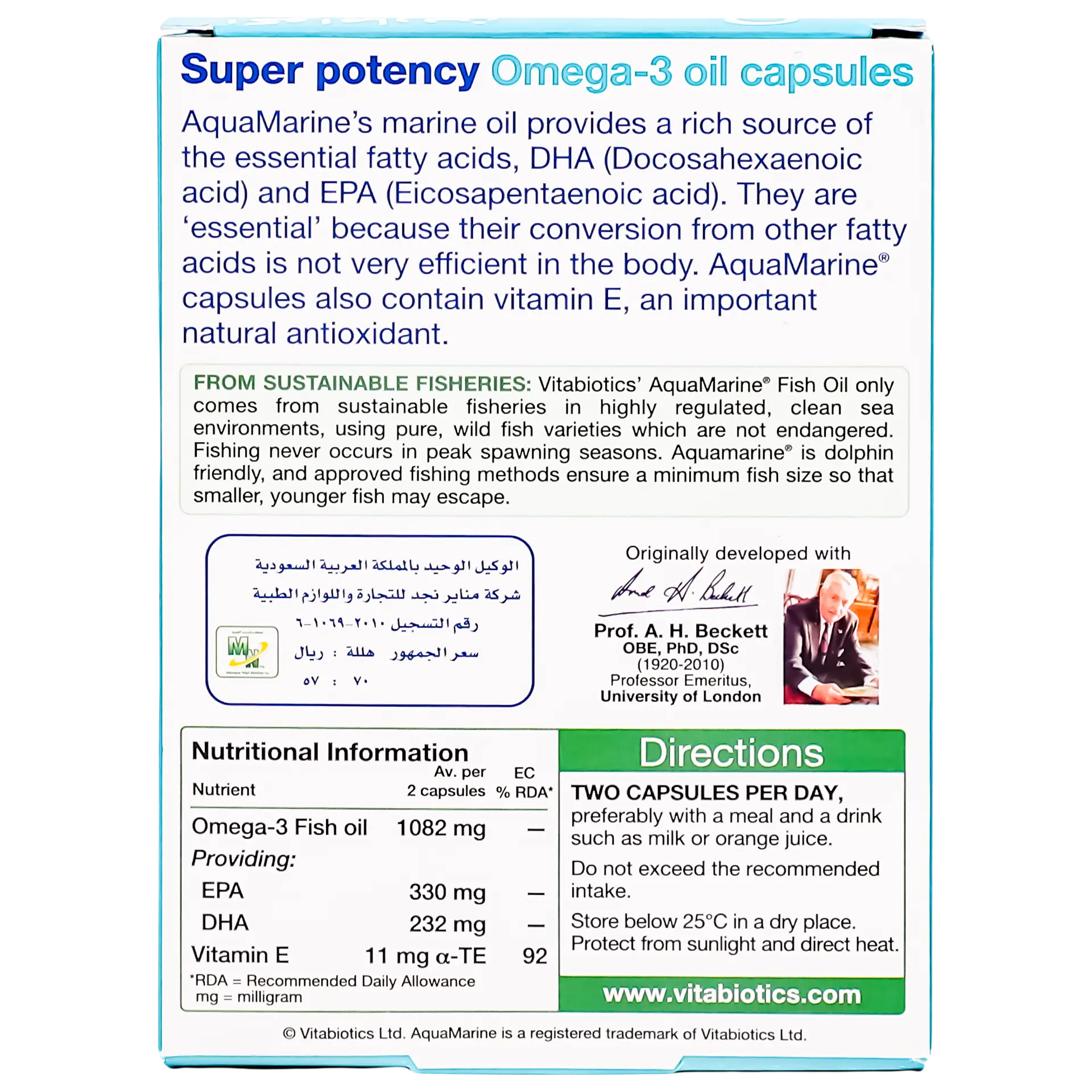 Vitabiotics Aquamarine Omega 3 Fish Oil 60 Capsules - view 3