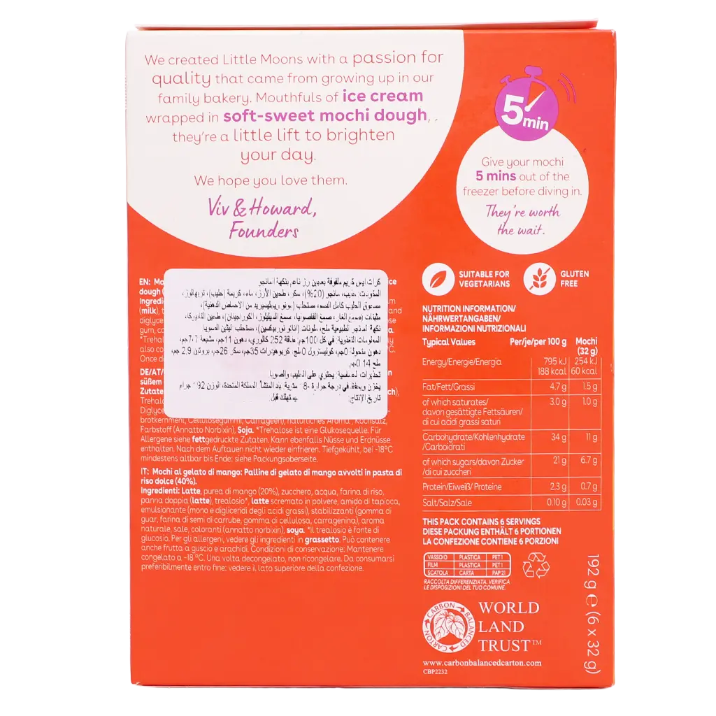 Little Moons Ice Cream Mochi Alphonso Mango Gluten Free 192 gm - view 3