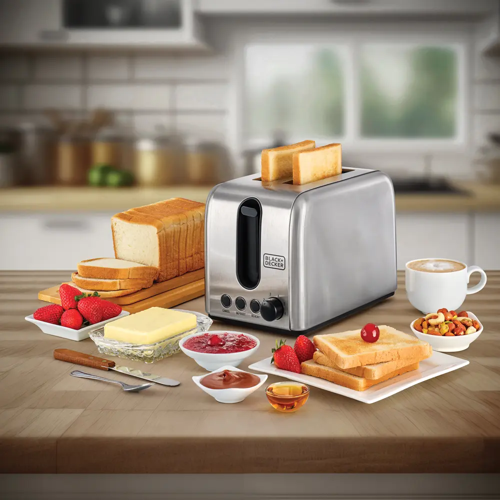 Black+Decker 2 Slice Stainless Steel Toaster - view 4