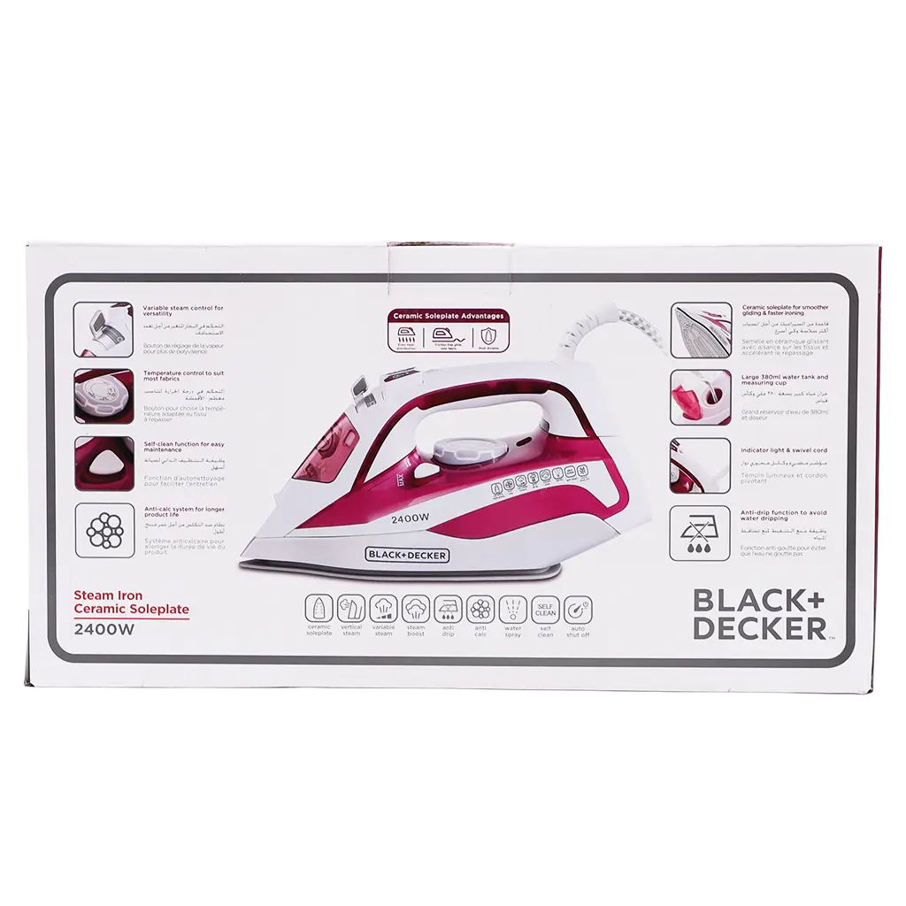 Black+Decker 2400 W Steam Iron with Ceramic Soleplate - view 3