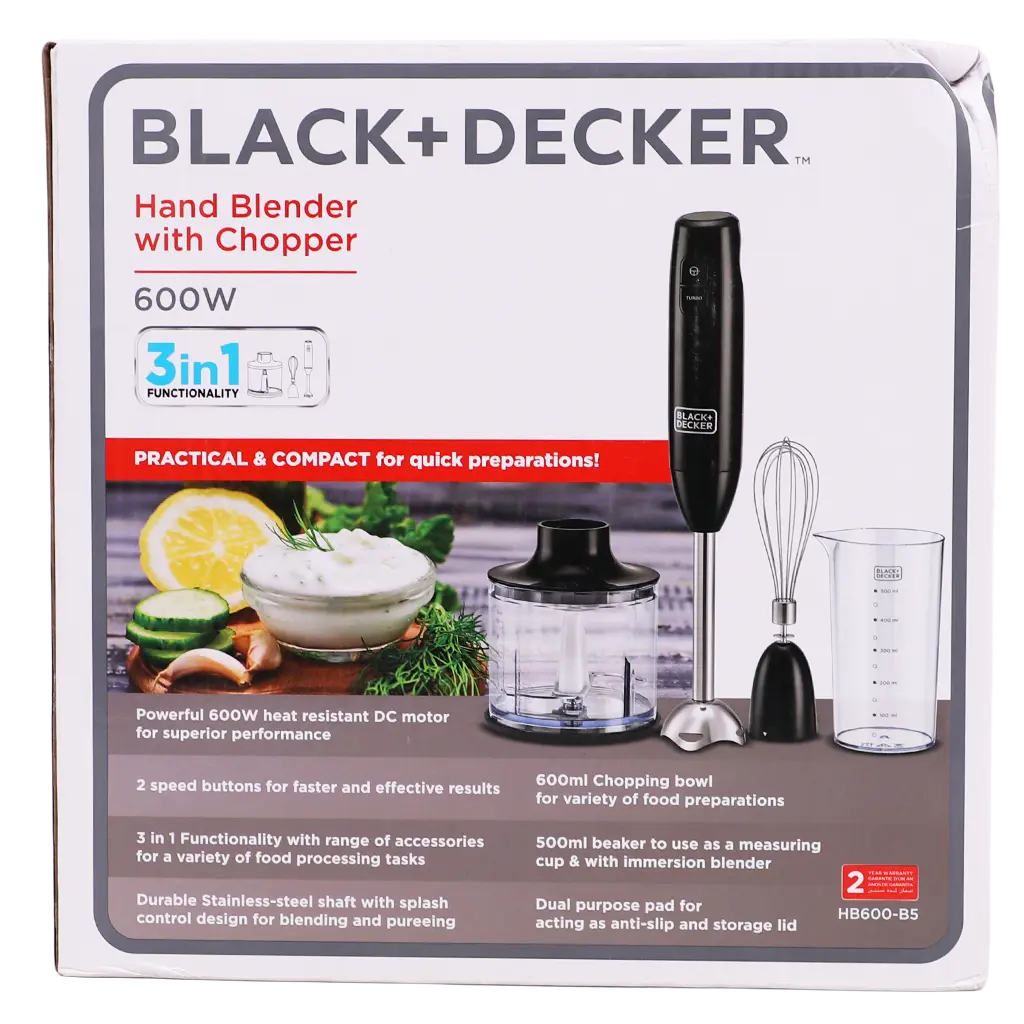 Black+Decker 3 in 1 Hand Blender with Chopper assorted colors 600 W  - view 2