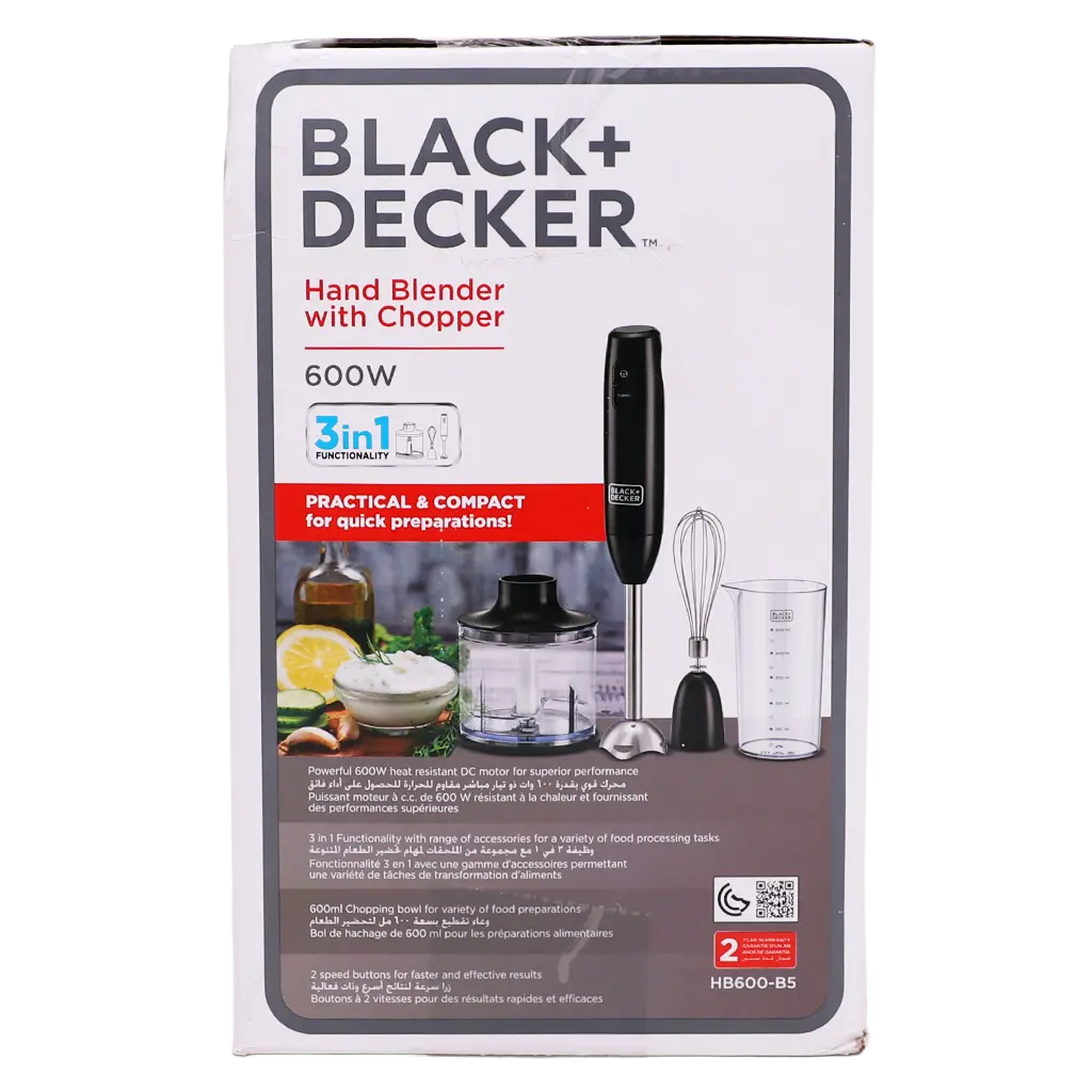 Black+Decker 3 in 1 Hand Blender with Chopper assorted colors 600 W  - view 5