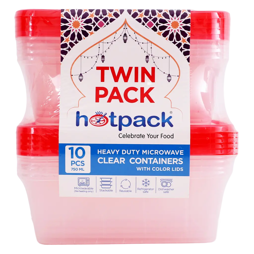 Hotpack HD Microwave Container 750ml with Colour Lid 10 Pcs 5 Pcs * 2 Twin Pack - view 2