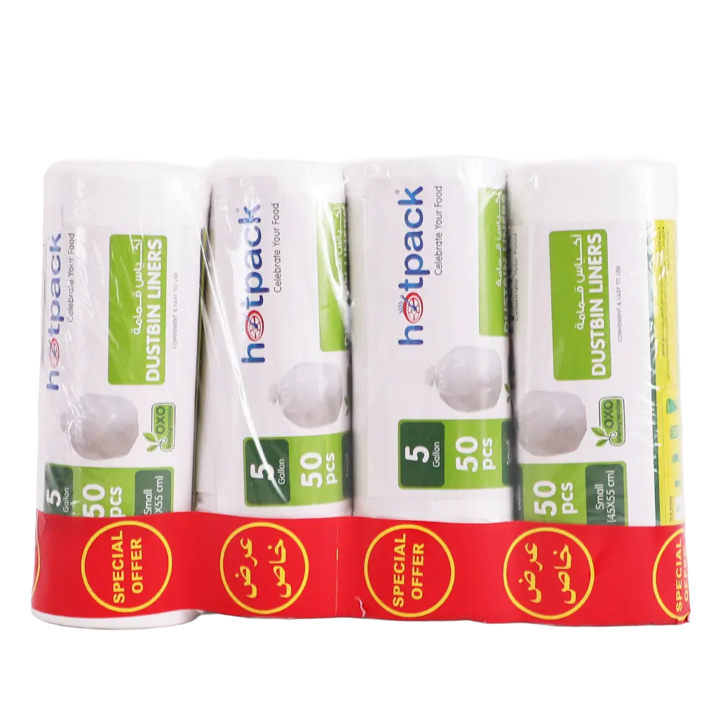Hotpack Dustbin Liners White Roll 45*55cm 5 Gallon 200 Pcs 50 Pcs * 4 Rolls - view 2