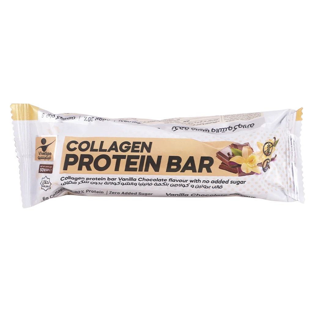 ViveSpo Collagen  Protein Bar Choco and Vanilla Flavour No Added Suger  50 gm