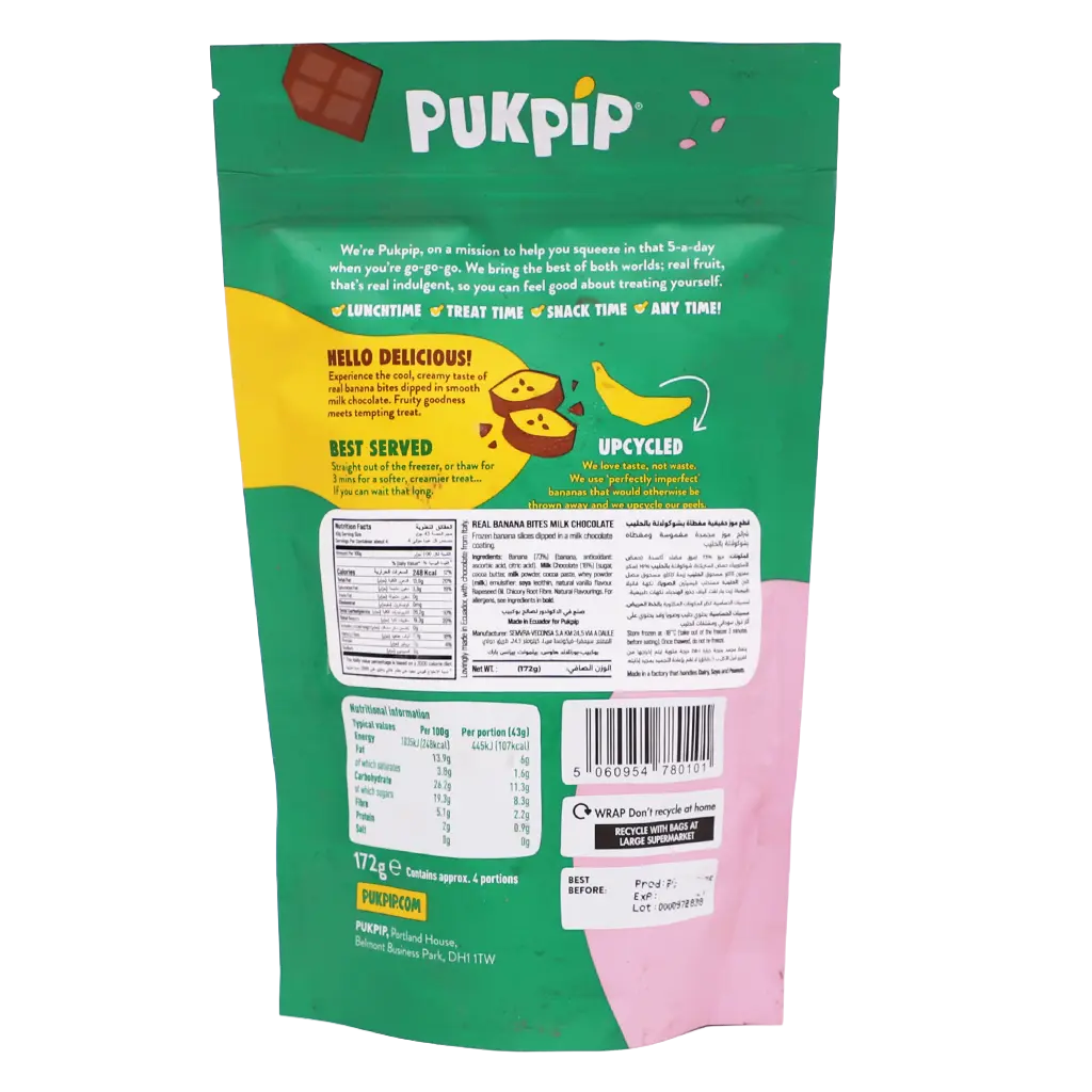 Pukpip Frozen Banana Bites Dipped in Milk Chocolate 175 gm  - view 3