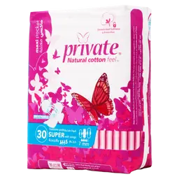 Private Maxi Feminine Pad Super With Wings 30 Pads