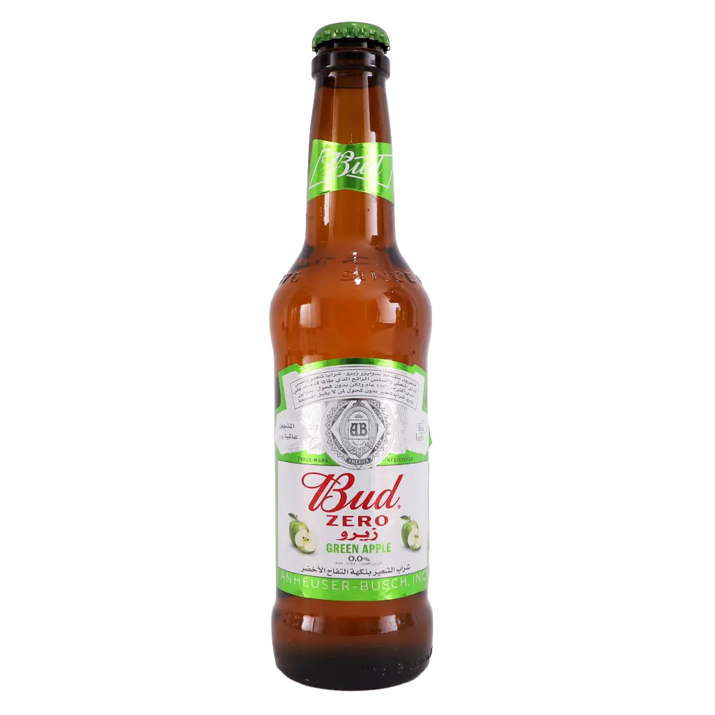 Buy Budweiser Zero Apple Glass Bottle 330 ml | Ninja Saudi Arabia