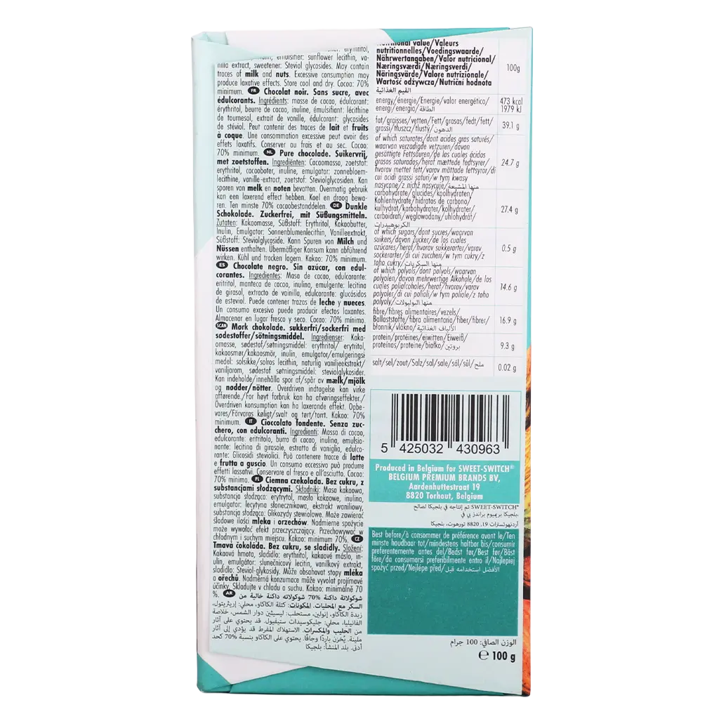 Sweet Switch Belgian 70% Dark Chocolate 100  gm - view 2
