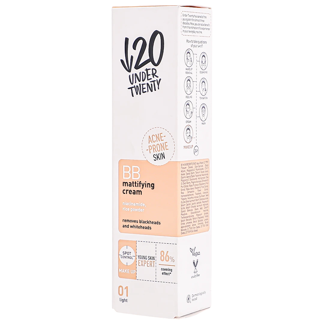 Under Twenty BB Cream Anti-Acne Balancing Shade 01 Light 60ml  