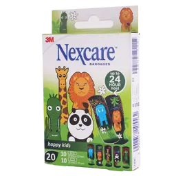 3M Nexcare Happy Kids Wound Plasters With Various Animals Shapes 20 Pieces