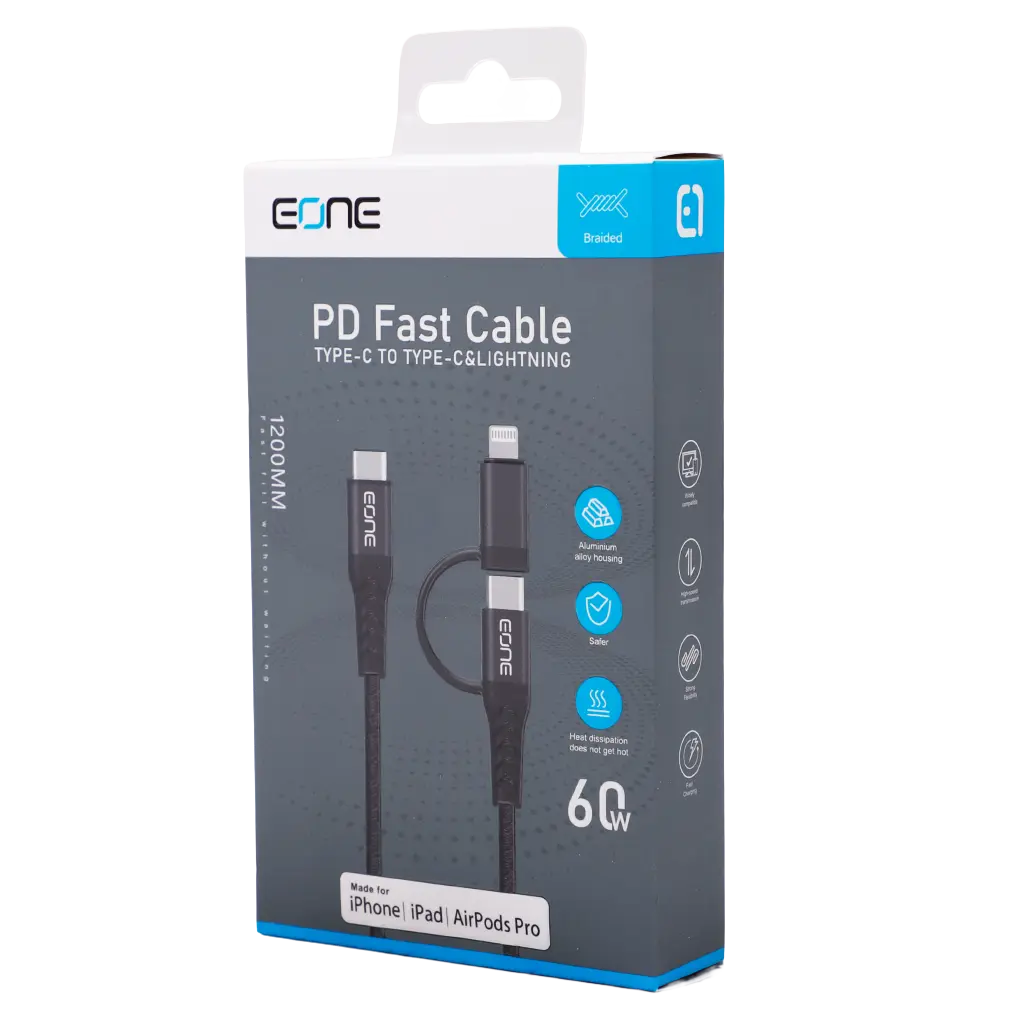 Eone Nylon Cable 2In1 60W 1.2M Black - view 1
