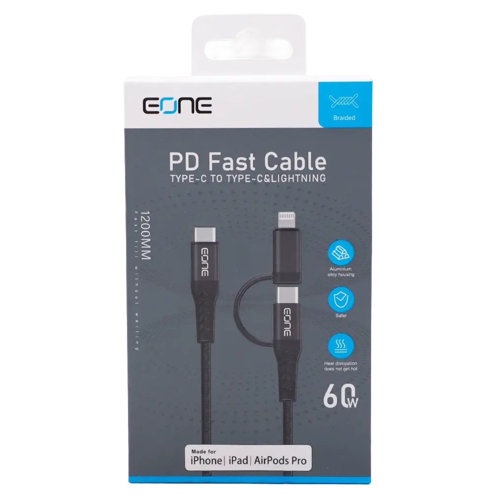 Eone Nylon Cable 2In1 60W 1.2M Black - view 2