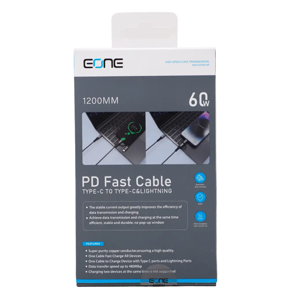 Eone Nylon Cable 2In1 60W 1.2M Black - view 3