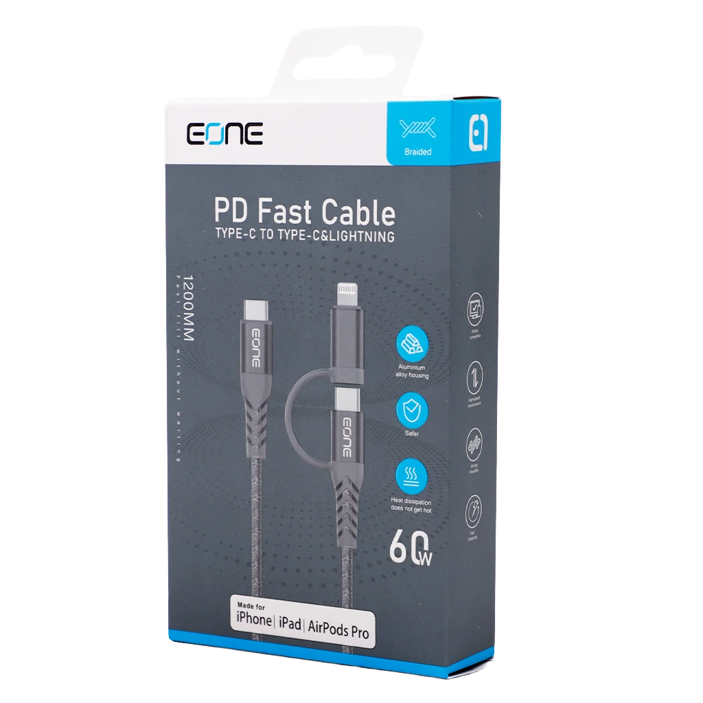 Eone Nylon Cable 2In1 60W 1.2M Gray