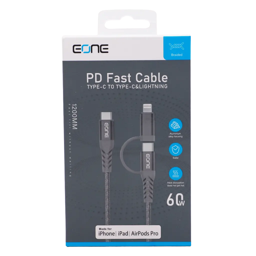 Eone Nylon Cable 2In1 60W 1.2M Gray - view 2