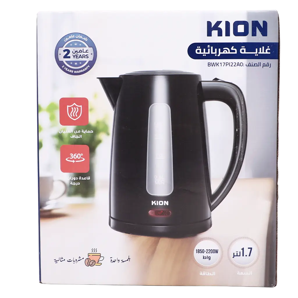 Kion Kettle 1.7L 2200W Plastic With Black Color With Windoow - view 2