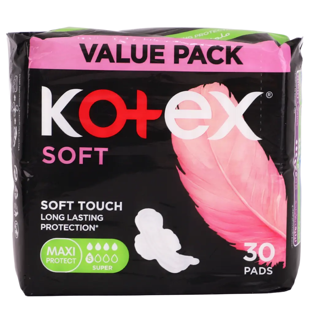 Kotex Soft Maxi Protect Thick Pads With Wings Super Size Feather-Touch Softness 30 pcs - view 4
