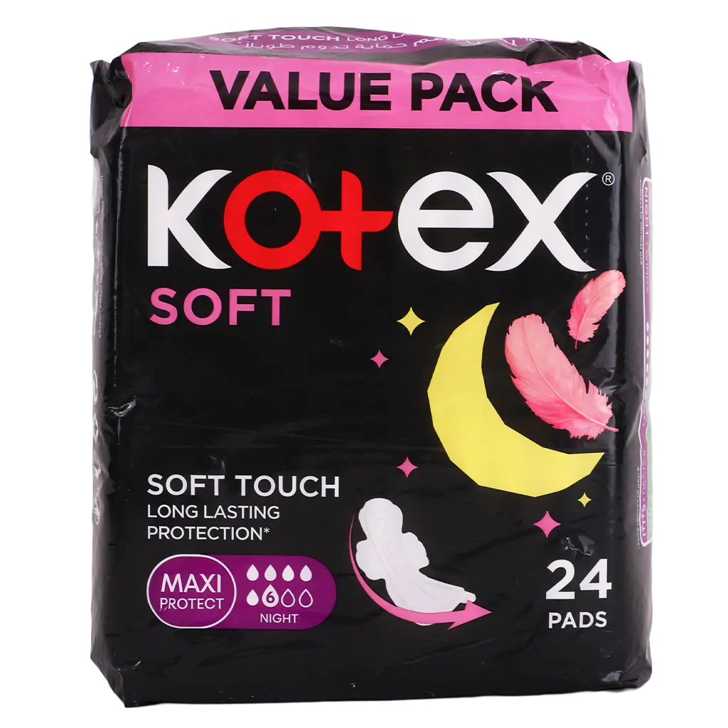 Kotex Soft Maxi Protect Thick Pads With Wings Overnight Protection Feather-Touch Softness 24 pcs - view 4