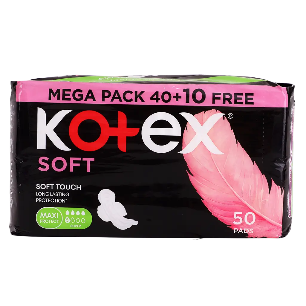 Kotex Soft Maxi Protect Thick Pads With Wings Super Size Feather-Touch Softness 50 pcs - view 4