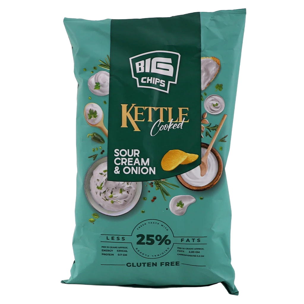 Big Chips Kettle Cooked Sour Cream and Onion Gluten Free 140 gm