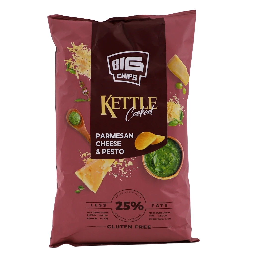 Big Chips Kettle Cooked Parmesan Cheese and Pesto Gluten Free 140 gm