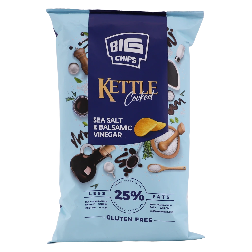 Big Chips Kettle Cooked Sea Salt and Balsamic Vinegar Gluten Free 140 gm