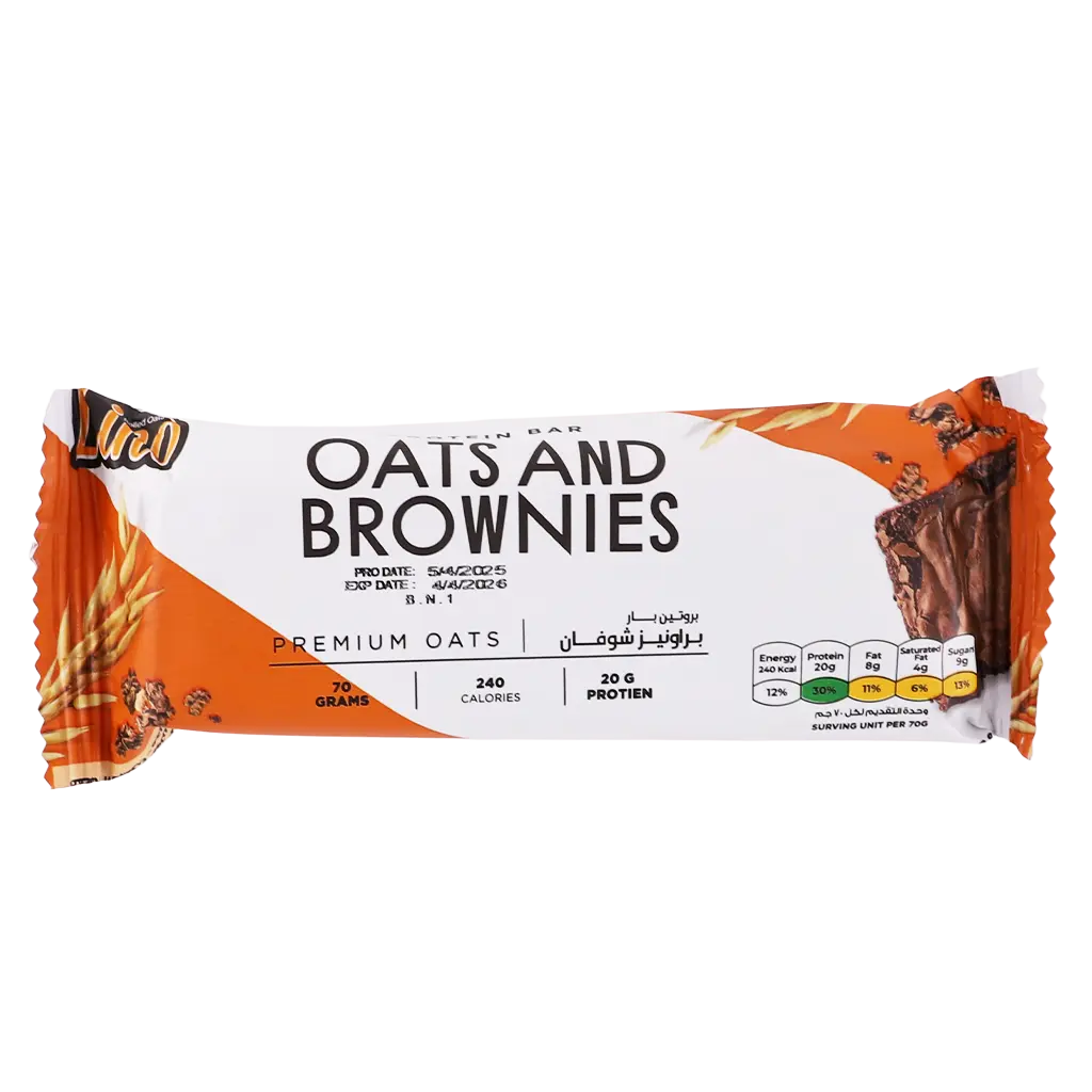 lino protein bar oats and brownies 70 gm - view 1