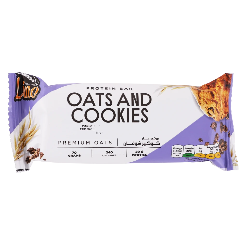 lino protein bar oats and cookies 70 gm