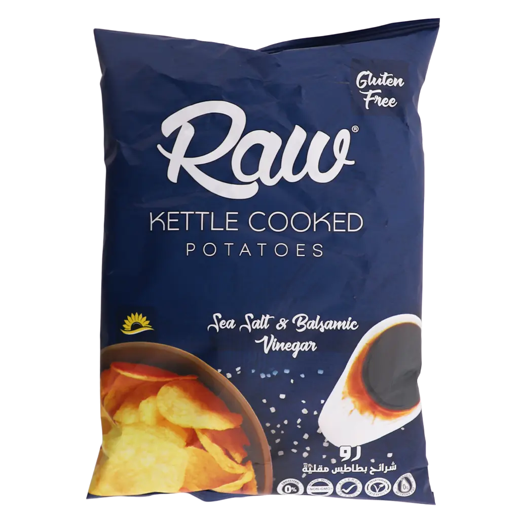 Raw Kettle Cooked Potato Chips With Sea Salt and Balsamic Vinegar Gluten Free 60 gm - view 2