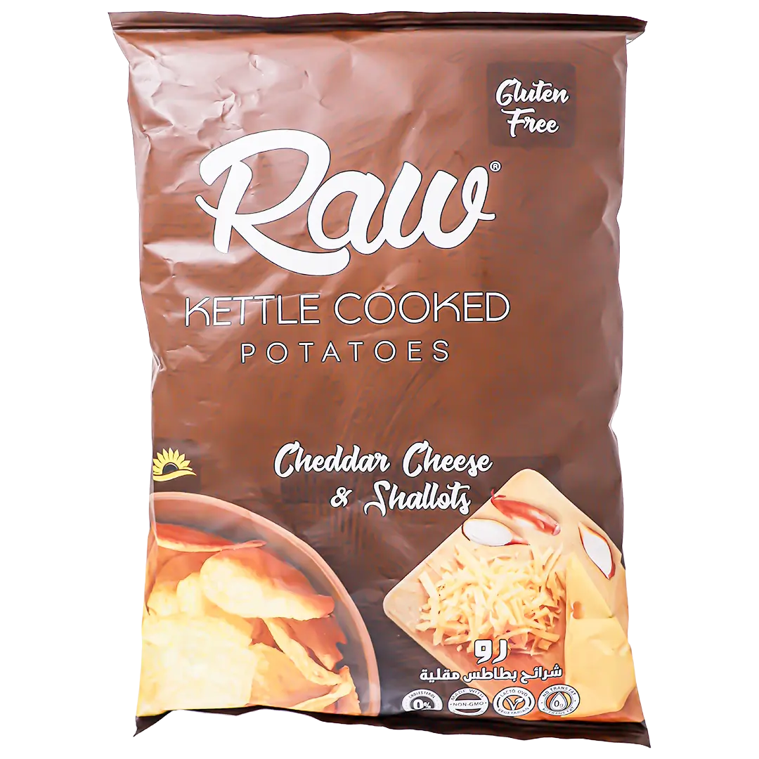Raw Kettle Cooked Potato Chips With Cheddar Cheese and Shallots Gluten Free 60 gm - view 2