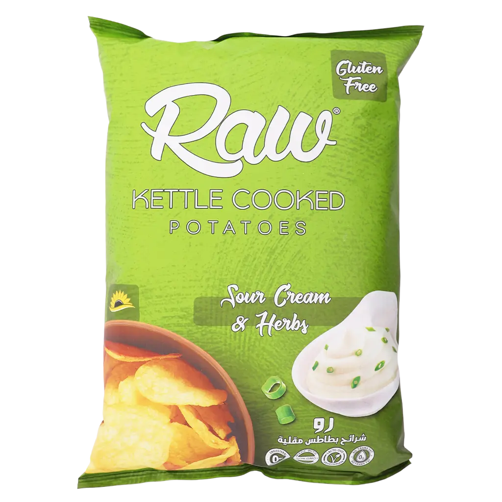 Raw Kettle Cooked Potato Chips With Sour Cream and Herbs Gluten Free 60 gm - view 2