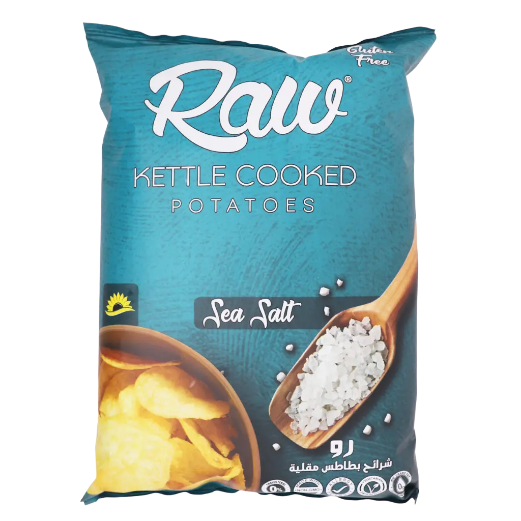 Raw Kettle Cooked Potato Chips With Sea Salt Gluten Free 100 gm - view 2