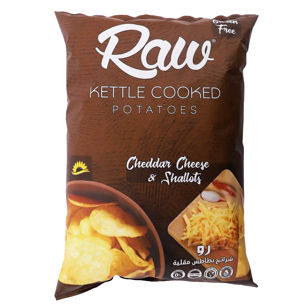 Raw Kettle Cooked Potato Chips With Cheddar Cheese and Shallots Gluten Free 100 gm - view 2