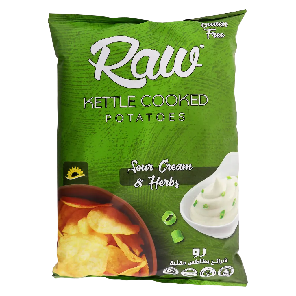 Raw Kettle Cooked Potato Chips With Sour Cream and Herbs Gluten Free 100 gm - view 2