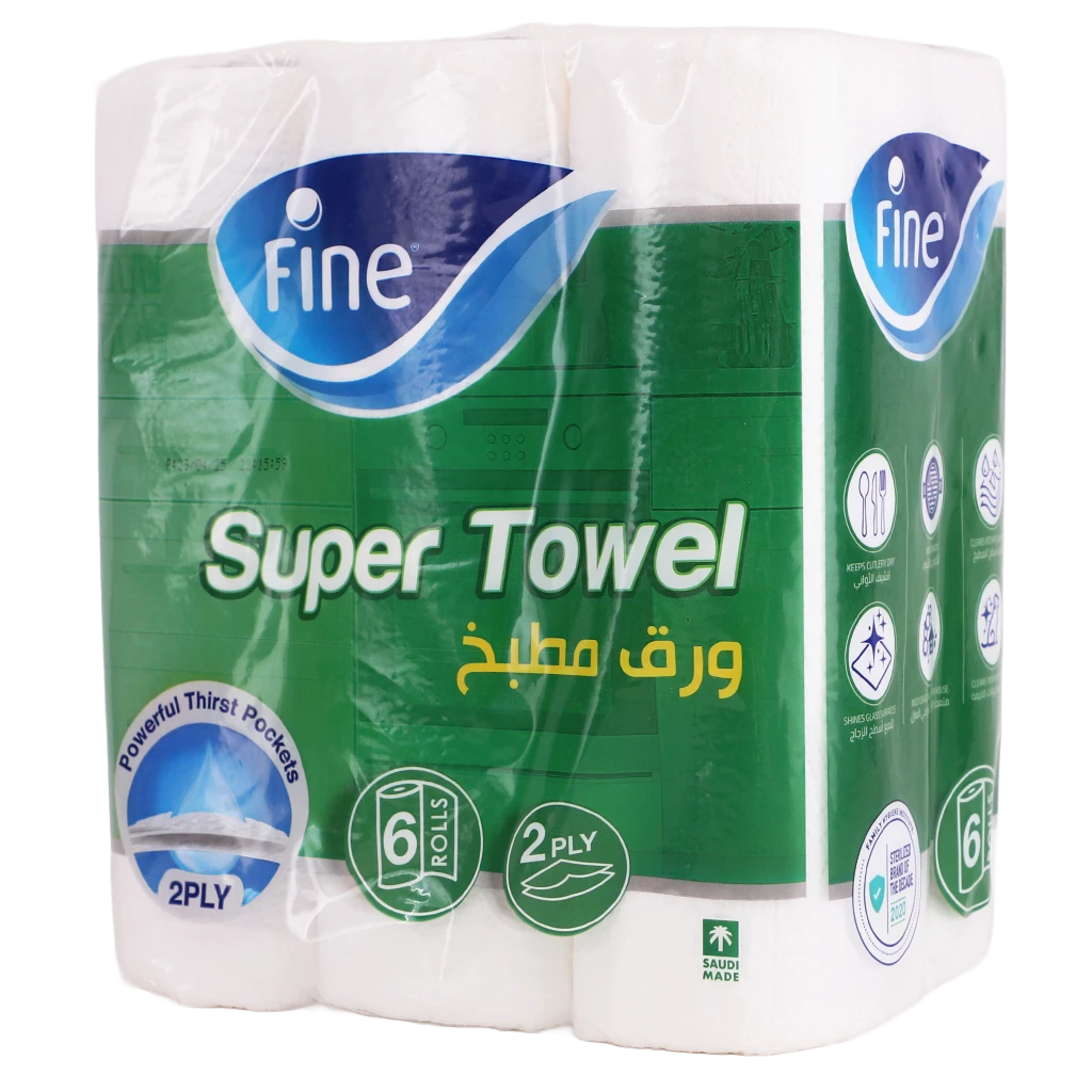 Fine Kitchen Paper Super Towel Tissue 6 Rolls  45 sheets