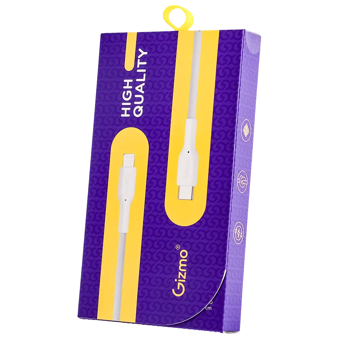 Gizmo 60W White Fabric-Reinforced Silicone USB-C to Lightning Charging Cable 1m - view 2