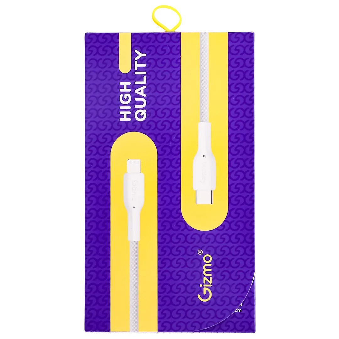 Gizmo 60W White Fabric-Reinforced Silicone USB-C to Lightning Charging Cable 1m - view 3
