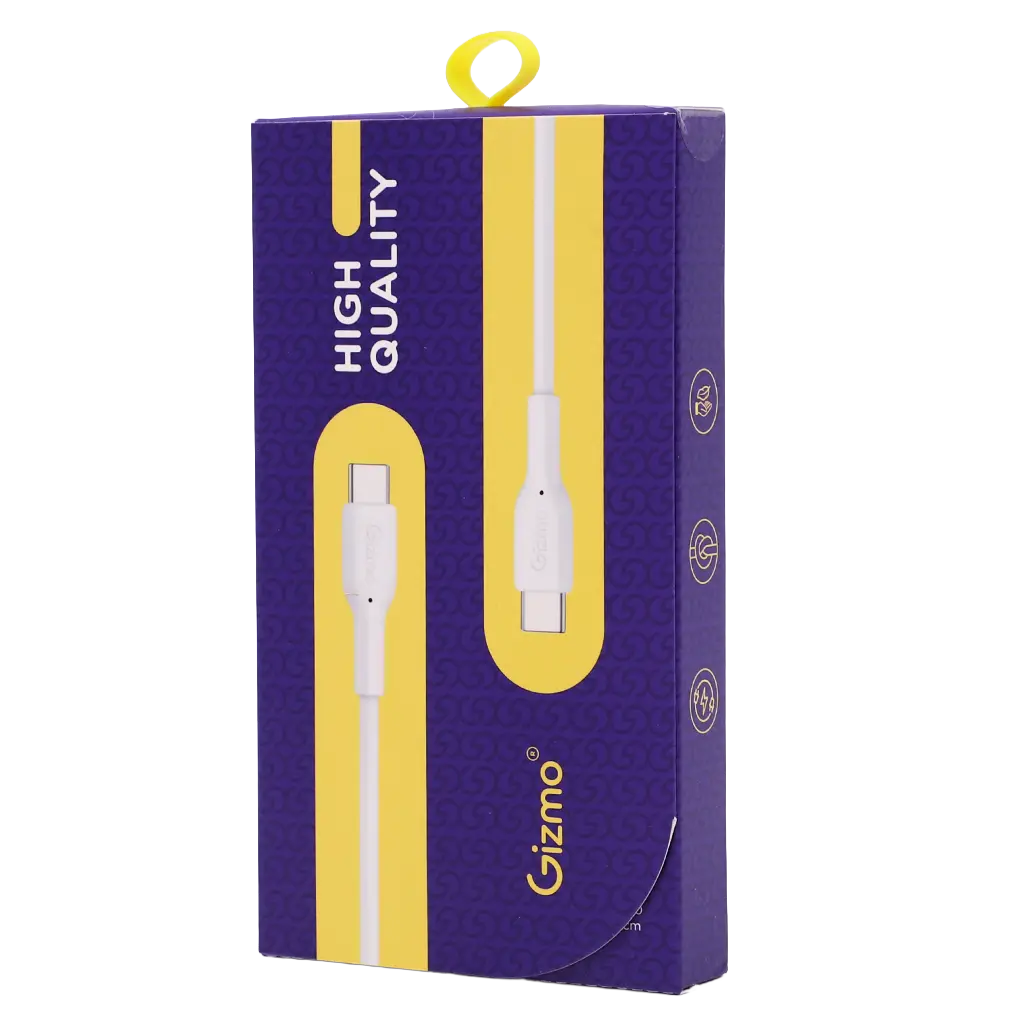 Gizmo 60W White Pure Silicone USB-C to USB-C Charging Cable 1m - view 1