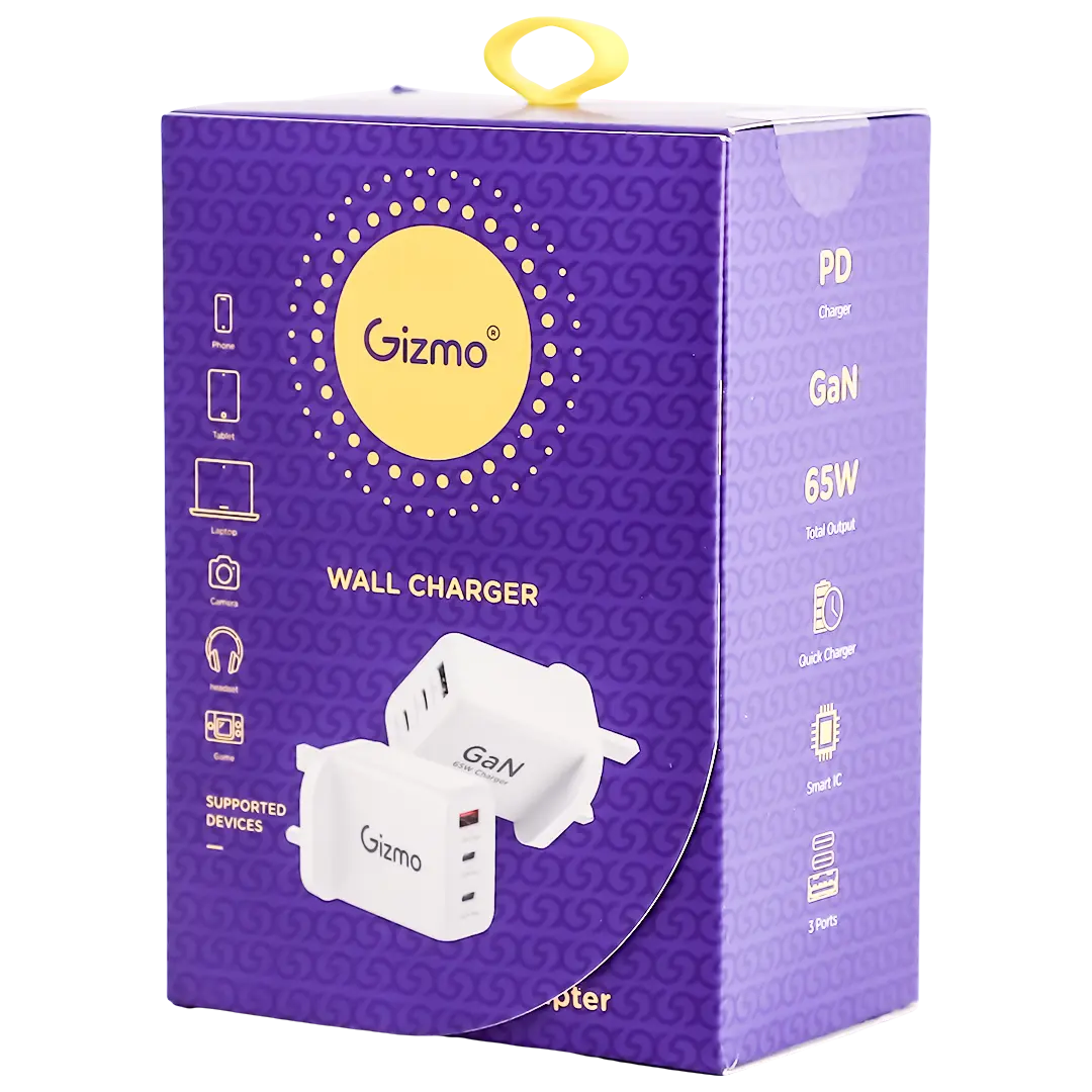 Gizmo  White USB-C 2 + USB-A 1 Wall Charger 65W - view 3