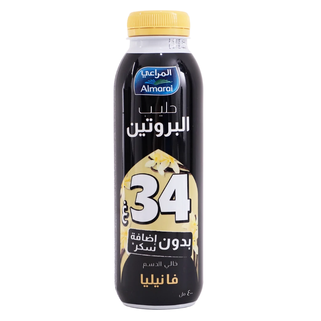 المراعي حليب بروتين الفانيلا خالي من الدسم بدون اضافة سكر 400 مل
