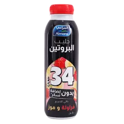 Almarai Protein Milk Strawberry & Banana Fat Free No Add Sugar 400 ml