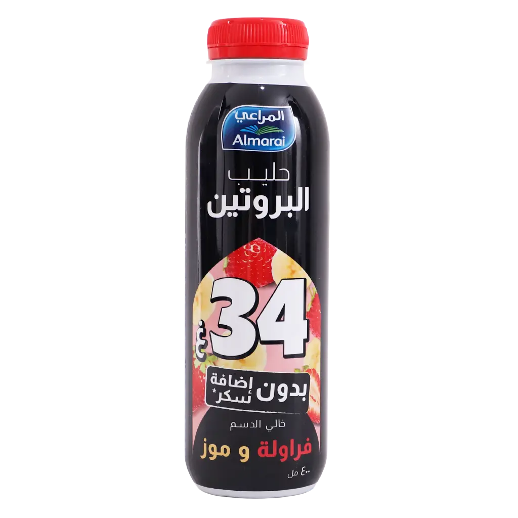 Almarai Protein Milk Strawberry & Banana Fat Free No Add Sugar 400 ml - view 1