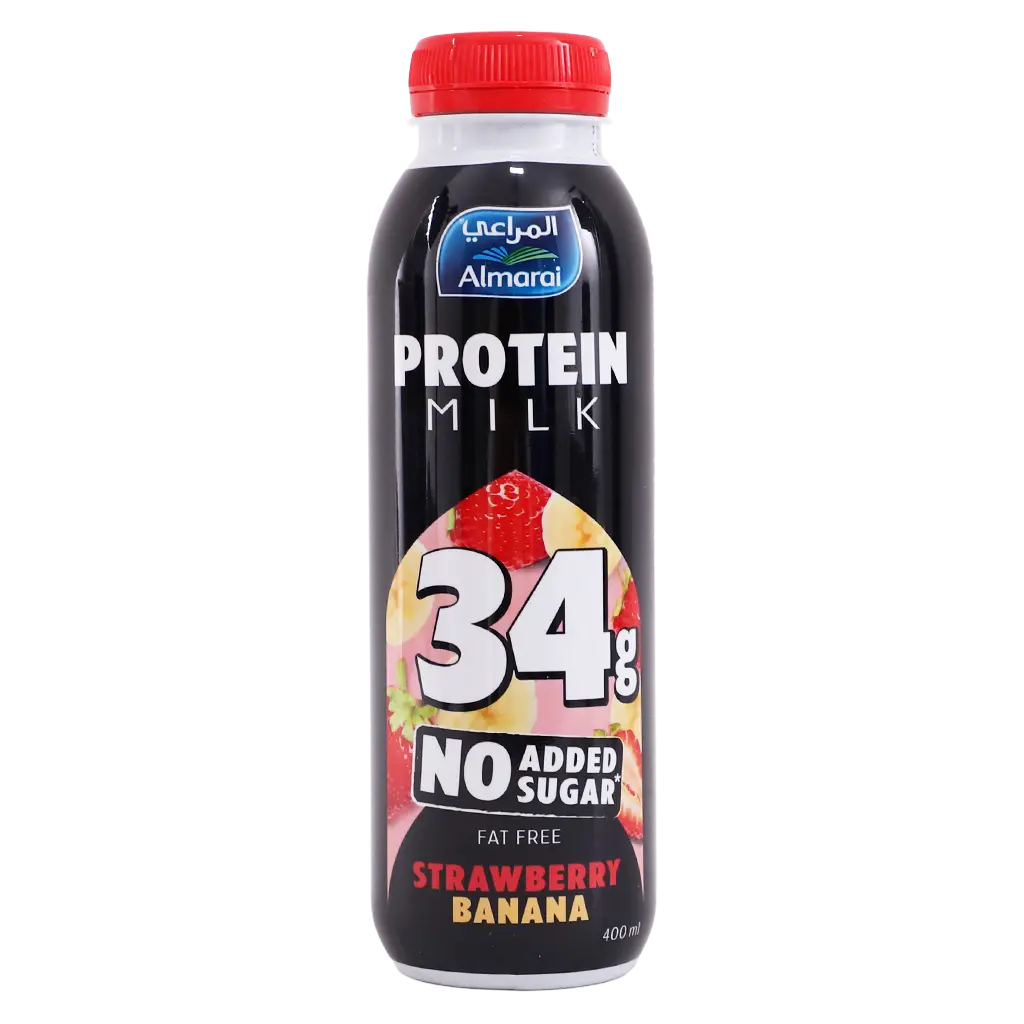 Almarai Protein Milk Strawberry & Banana Fat Free No Add Sugar 400 ml - view 2