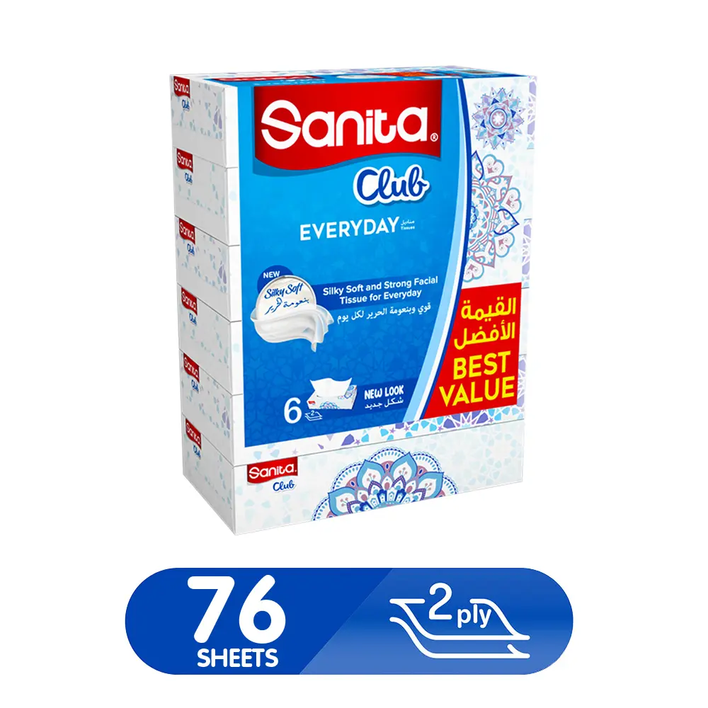  Sanita Club Facial Tissue 76 Sheets 6 Pcs - view 5