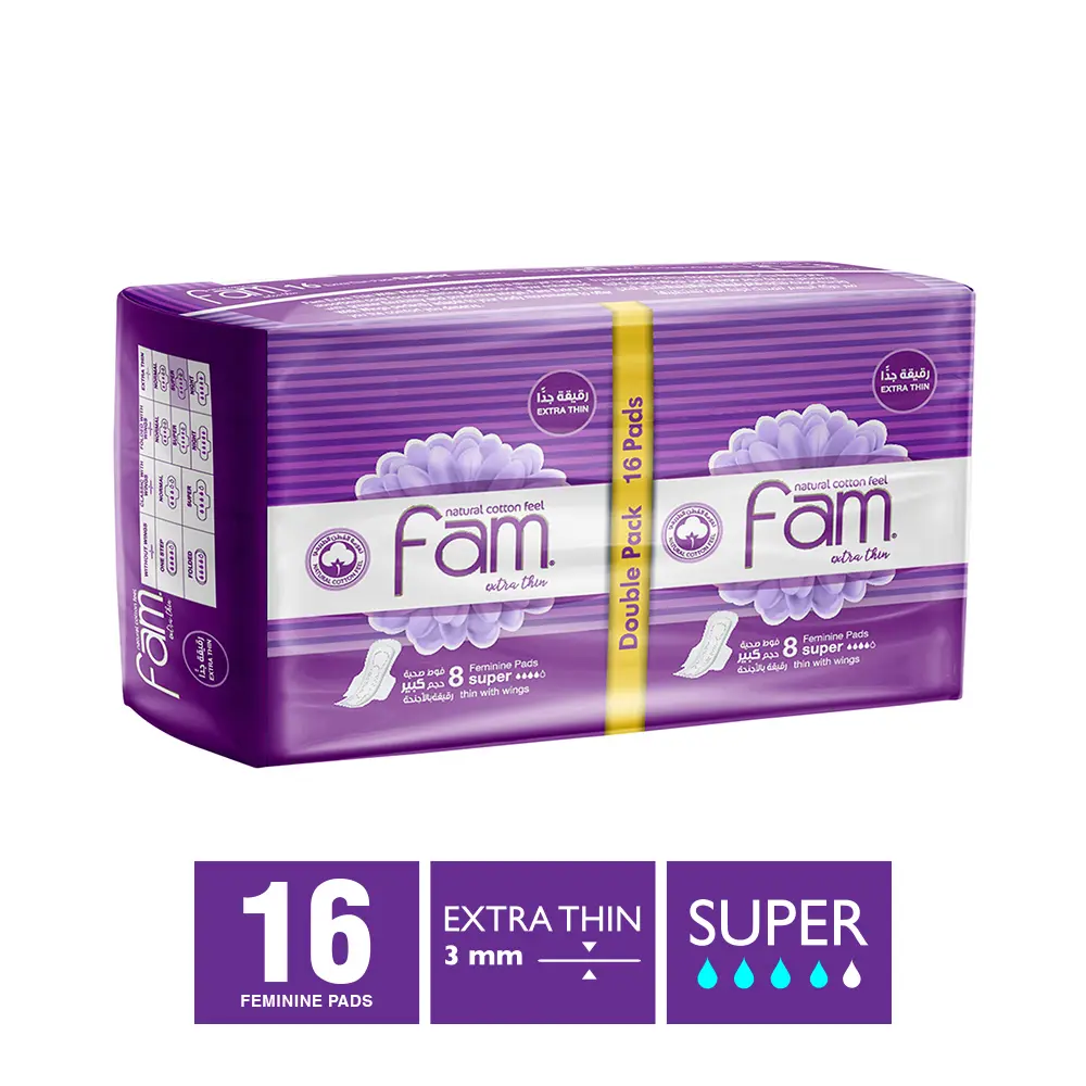 Fam Super Extra Thin with Wings Feminine Pads, 16 Pieces - view 7
