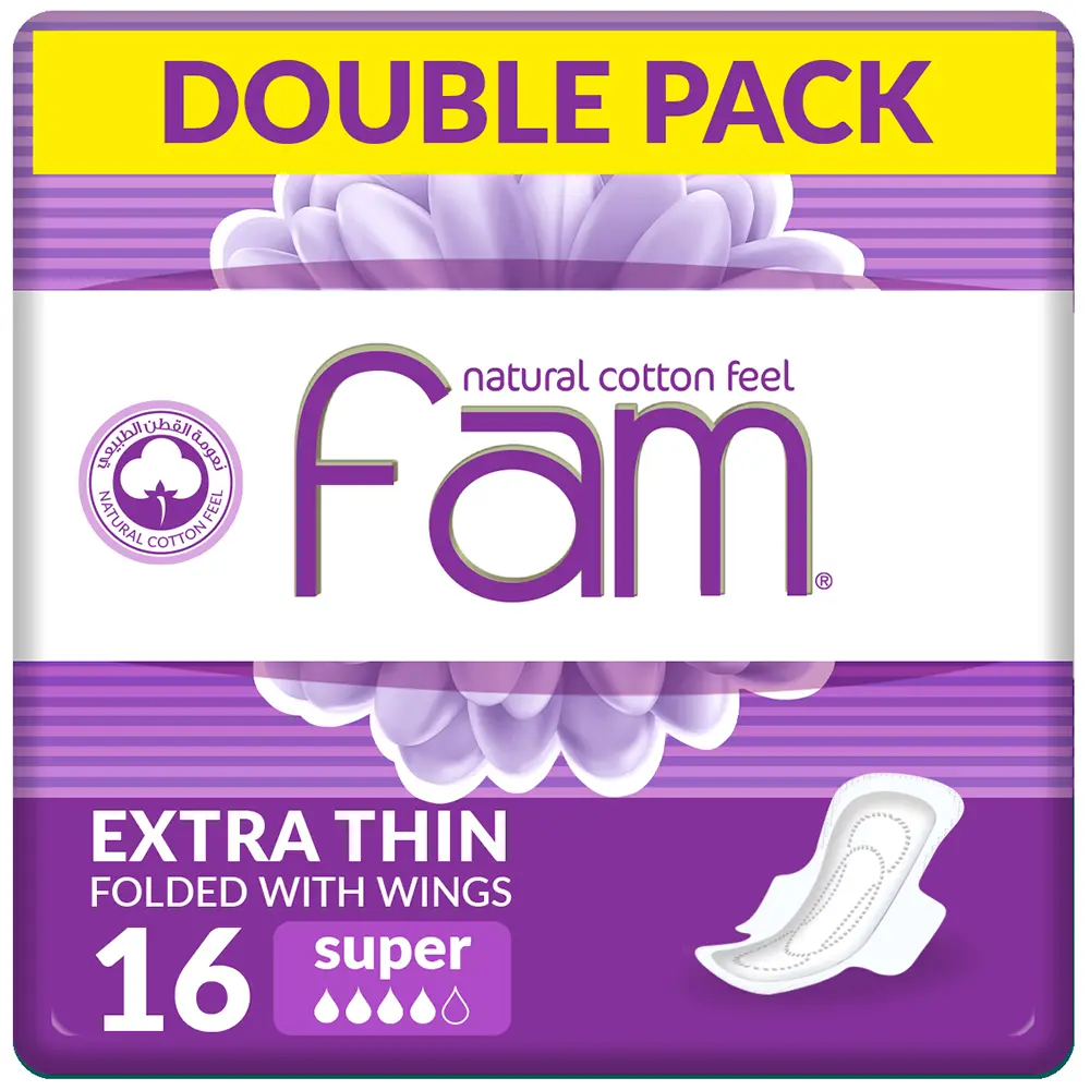 Fam Super Extra Thin with Wings Feminine Pads, 16 Pieces - view 8