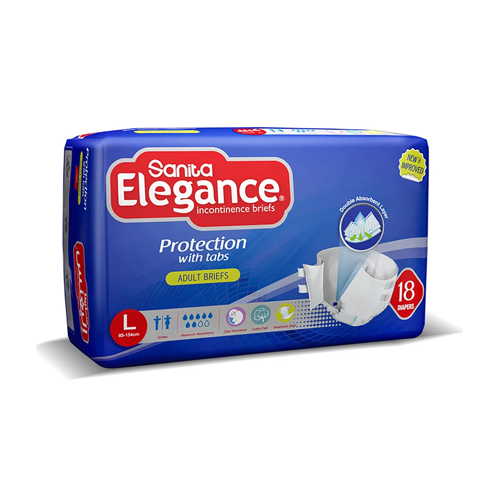 Sanita Elegance Adult Diapers Large 18 Briefs