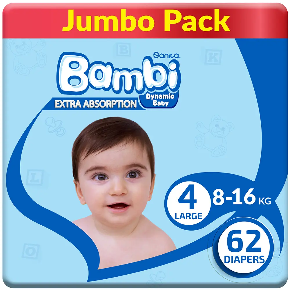 Bambi Baby Diapers Jumbo Pack S4 Large 8-16kg, 62s - view 1