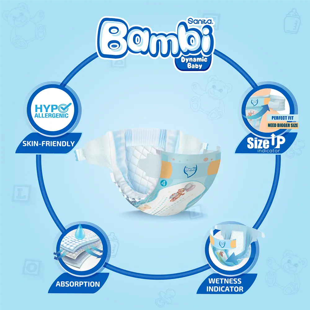 Bambi Baby Diapers Jumbo Pack S4 Large 8-16kg, 62s - view 5